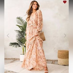 Privy Floral Chiffon Ruffle Maxi Dress XL